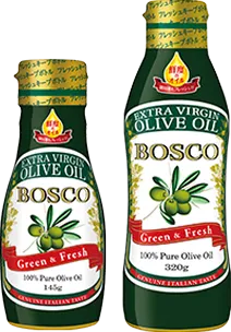BOSCO エキストラバージンオリーブオイルフレッシュキープボトルの商品パッケージ