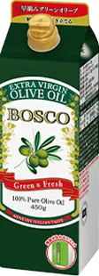 BOSCO エキストラバージンオリーブオイル紙パックの商品パッケージ